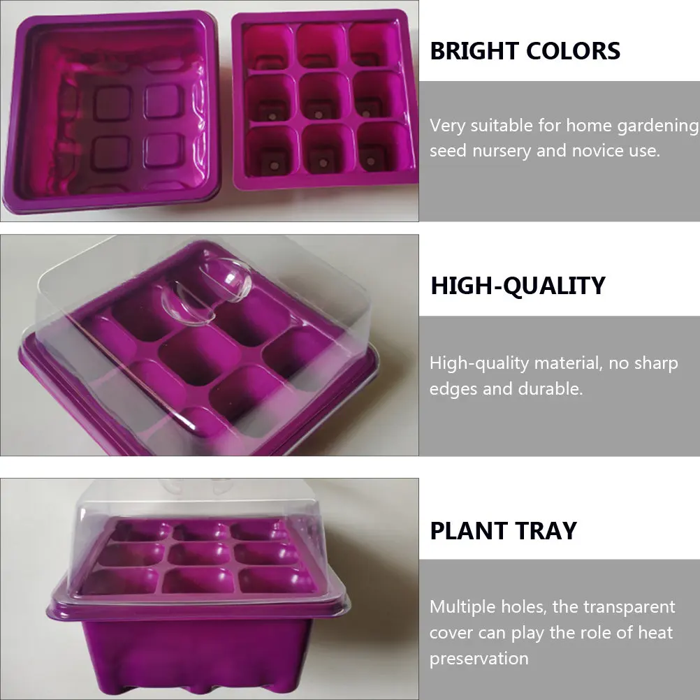 2Pcs Seedling Tray Sprouted Box 9 Holes High Quality Plastic Garden Propagator Nursery for Indoor Home Plant Growing