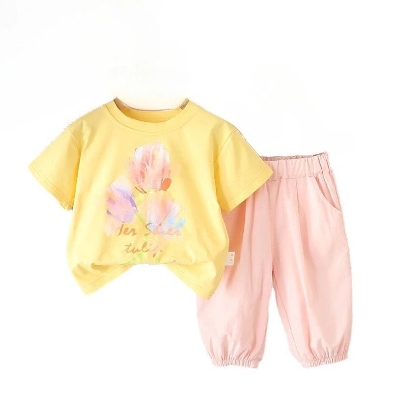 

New Summer Baby Girls Clothes Suit Children Cute T-Shirt Shorts 2Pcs/Sets Kids Clothing Infant Casual Costume Toddler Tracksuits