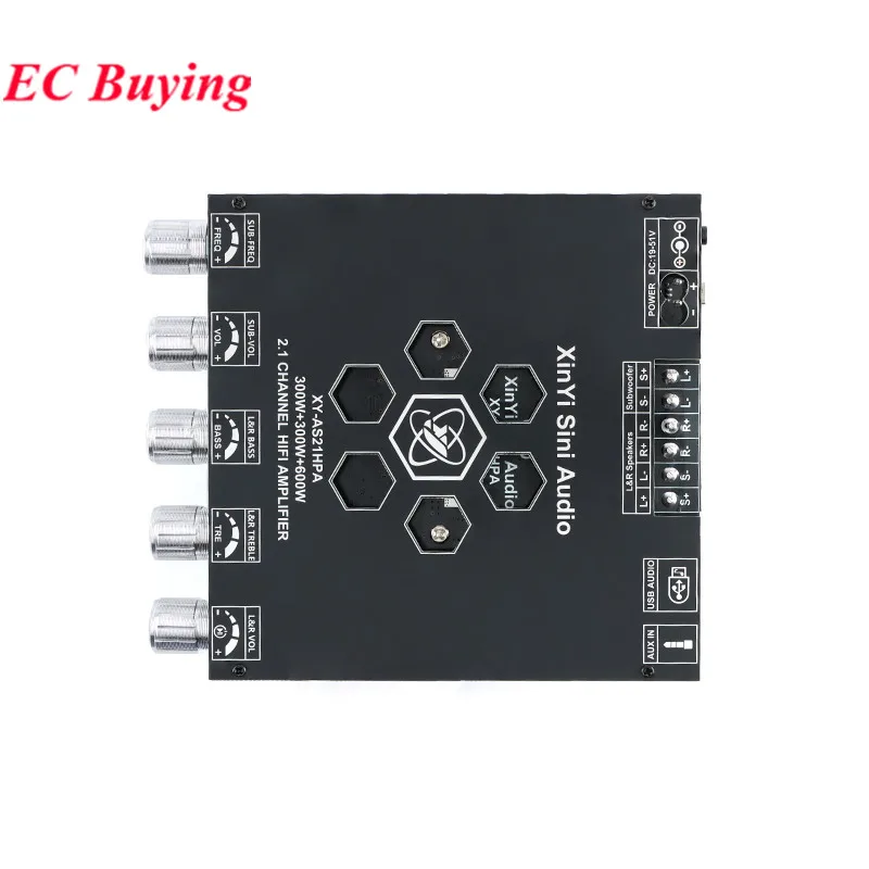 AS21HPA High-Power Bluetooth-BT 5.2 Digital Amplifier Board 2.1 Channel Class D Subwoofer 300W*2+600W TPA3255 Speaker Module