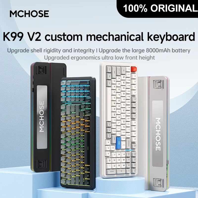 Механическая клавиатура MCHOSE K99 V2 Tri-mode Wireless RGB Hot Swap Настроиваемая игровая клавиатура с батареей 8000mAh PBT Gasket