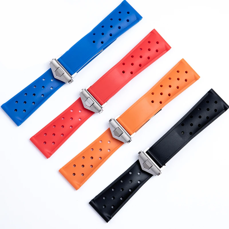 22mm Soft Rubber Silicone Watchband For TAG HEUER Strap MONACO CARRERA FORMULA 1 Watch Band Waterproof Bracelet Folding Buckle