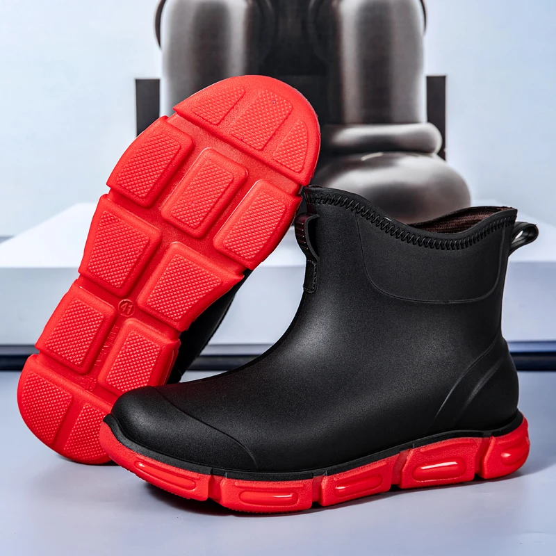

Fashion Men's Short Rain Boots Urban Water Boots Men's Non-slip Wear-resistant Fishing Wading Boots Oil-proof Kitchen Rain Boots