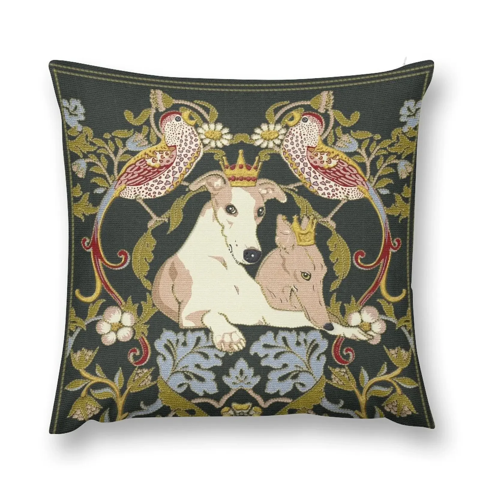 Whippets and Strawberry Thieves Throw Pillow Cushion Cover Cushions Home Decor Pillow Case pillow