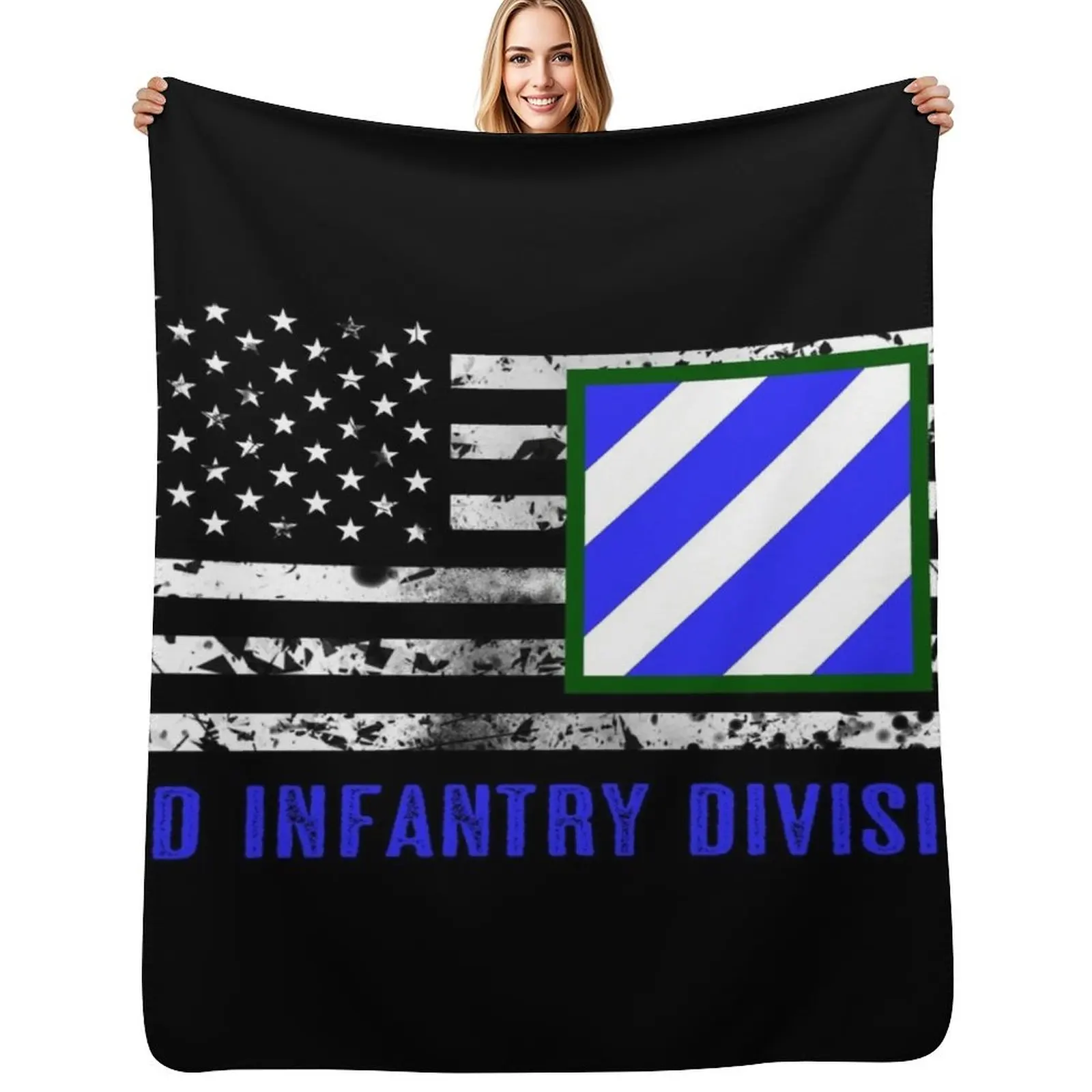

3rd Infantry Division (Distressed Flag) Throw Blanket Lightweight Cozy Blanket for Bed Sofa