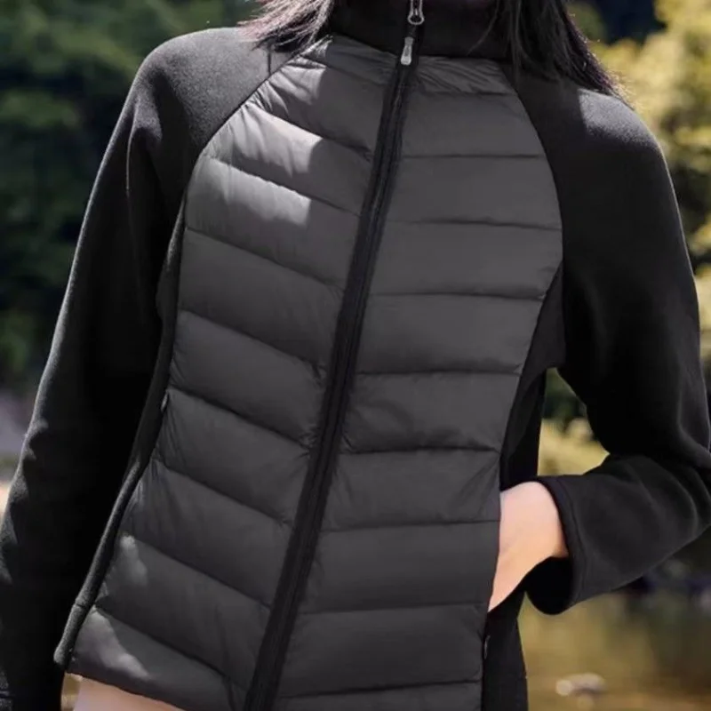

Slim Fit Sporty Cotton Jacket Lightweight Stand Collar Inner Warmth Outer Waist Cinching Fashionable Korean Style