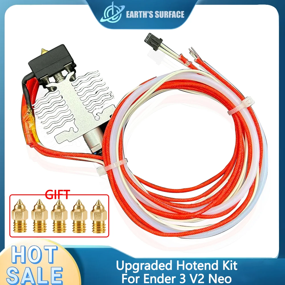 

3D Printer Parts Upgraded Ender 3 V2 Neo Hotend Kit ,Max Neo Upgrade High Temperature Extruder J-Head Fit PT100 thermistor