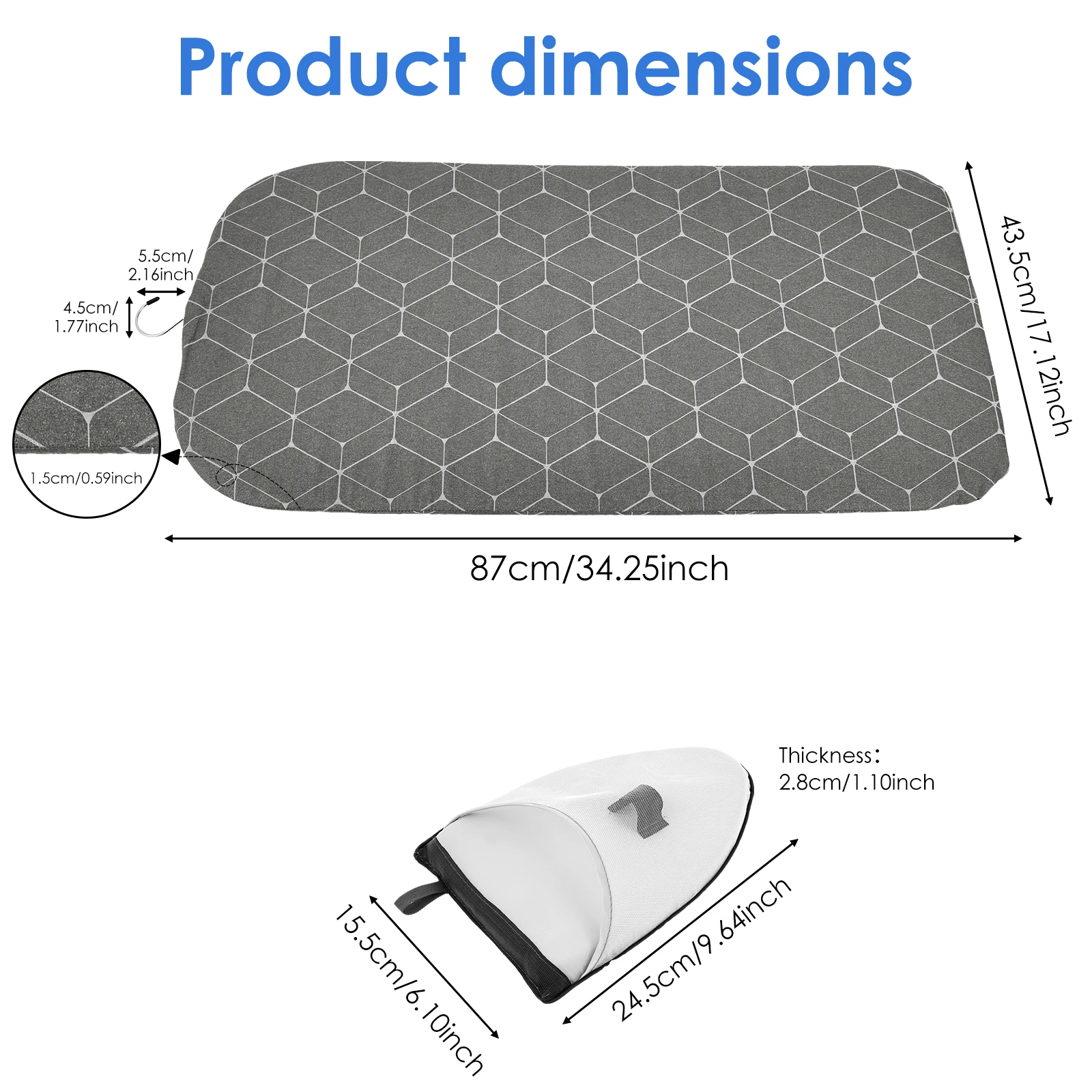 Steamer Board for Clothes with Ironing Glove Foldable Hanging Ironing Board Portable Hanging Steamer Pad for Travel and Home Use