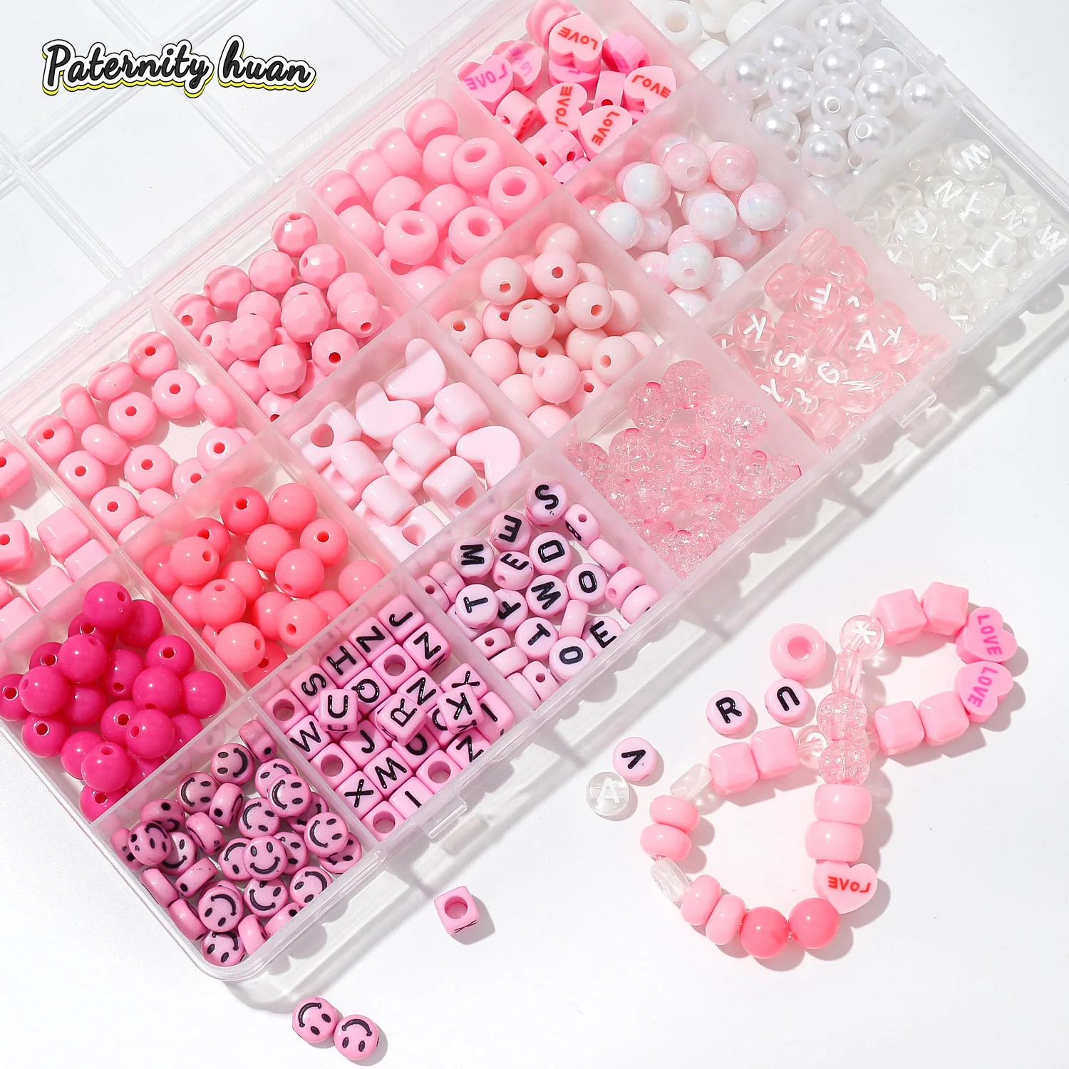 

Style DIY Clay Beads Bracelet Making Kit Friendship Pink White Beads Kit for Jewelry Making Women Teen Girls Birthday Gift