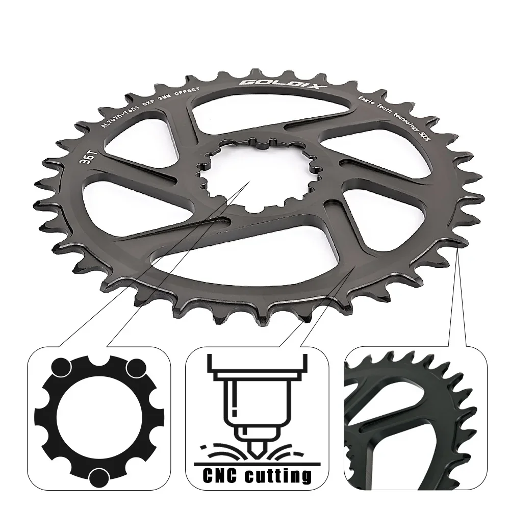 3mm 0mm 6mm Offset Direct Mount For Sram Eagle X1 Nx Xx Xo 3 Bolt 32-tooth 32 34 38 36 Teeth 32t 34t 36t 38t Mtb Chainring - view 2