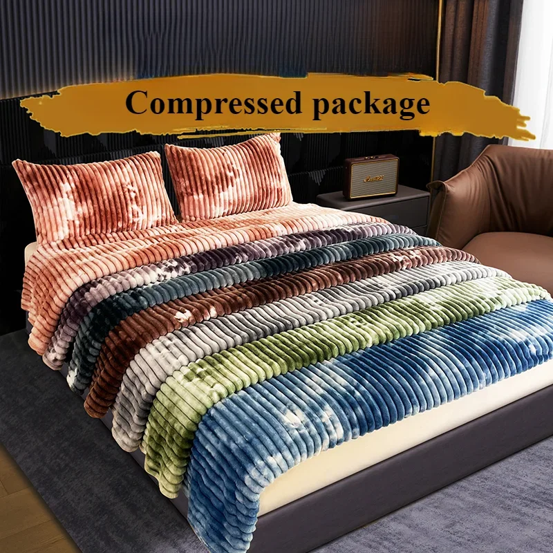Wysokiej jakości koc do łóżka Tie Dyeing Ciepły koc flanelowy Manta Single/Queen/King Gruby ciepły koc w kratę Sofa