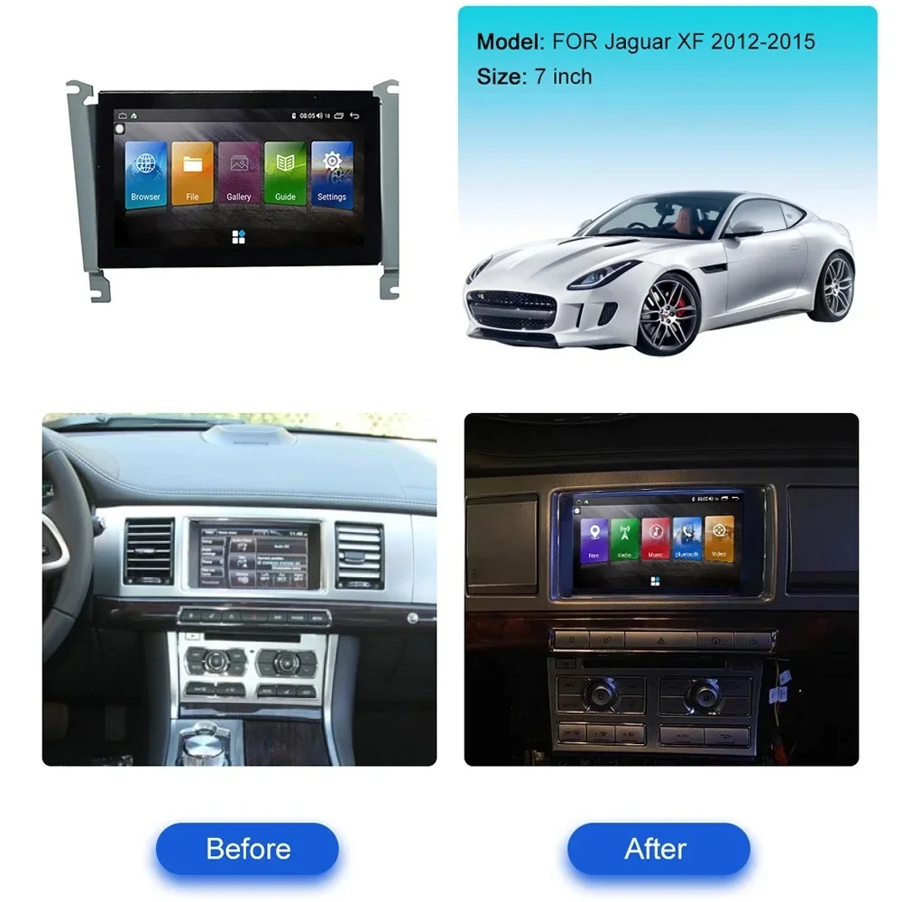 Per Jaguar XF X250 2007 ~ 2015 CarPlay Navigazione Android 13.0 Touch Screen Auto Multimedia GPS Audio Radio Stereo