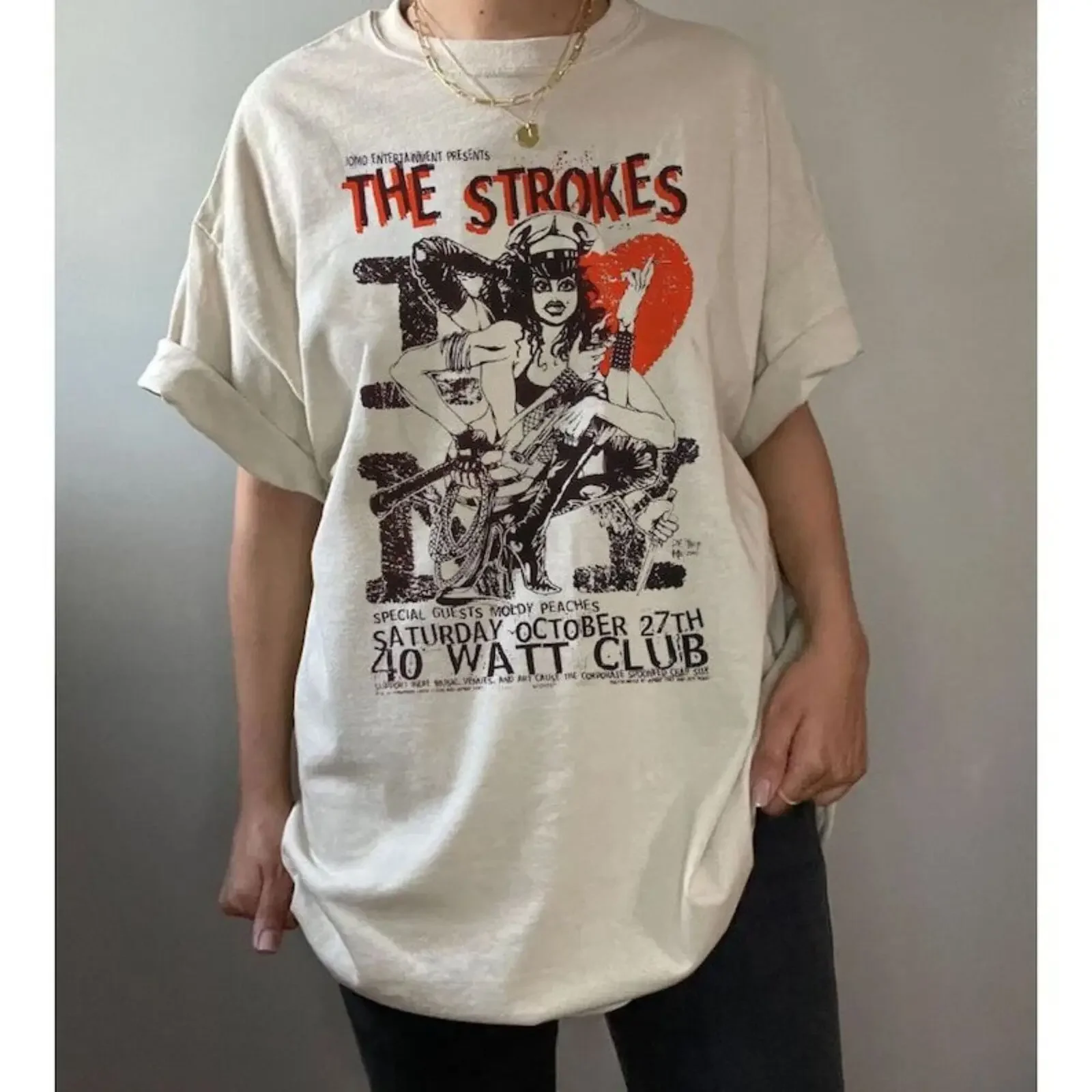 

The Strokes White Short Sleeve Cotton T-shirt Unisex S-5XL VM8389
