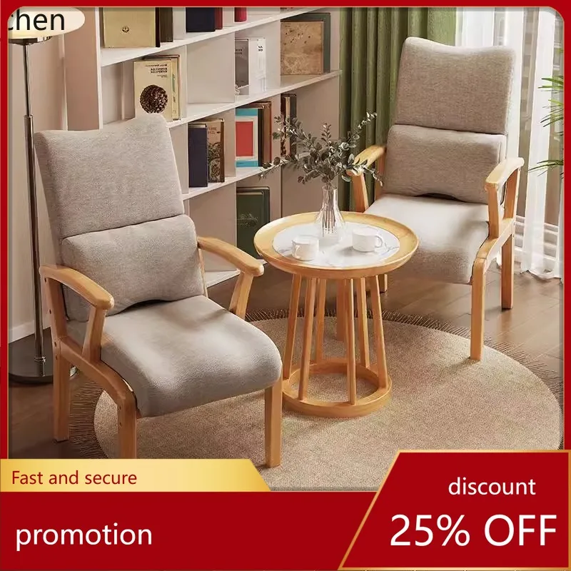 HXL Solid Wood Dining Chair with Armrests, Long Sitting Waist Support Single Chair, High Backrest Comfortable