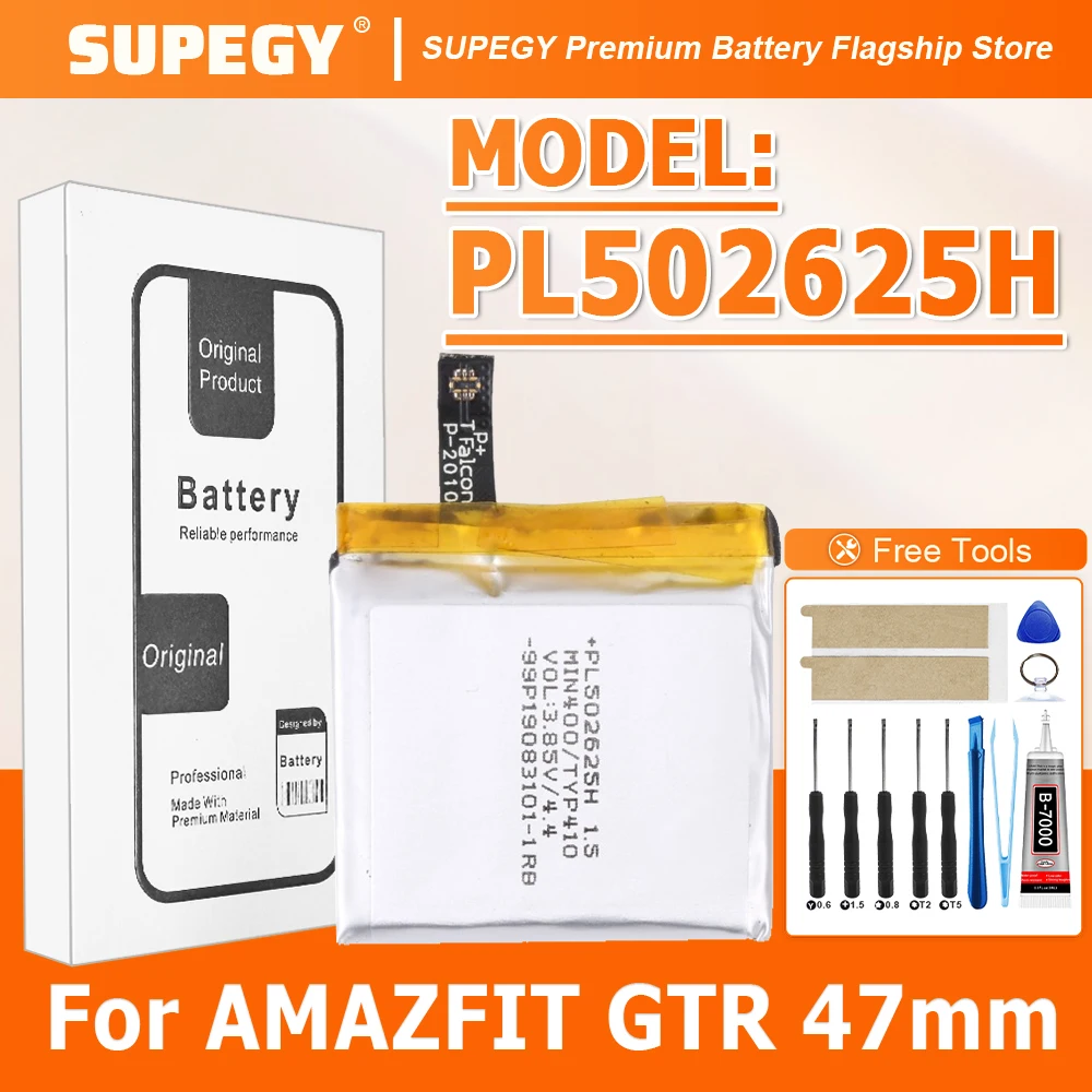 PL502625H High Quality 410mAh Battery Replacement For Huami AMAZFIT GTR 47mm /A1901/A1902 Smart Sport Watch Batteries+Free Tools