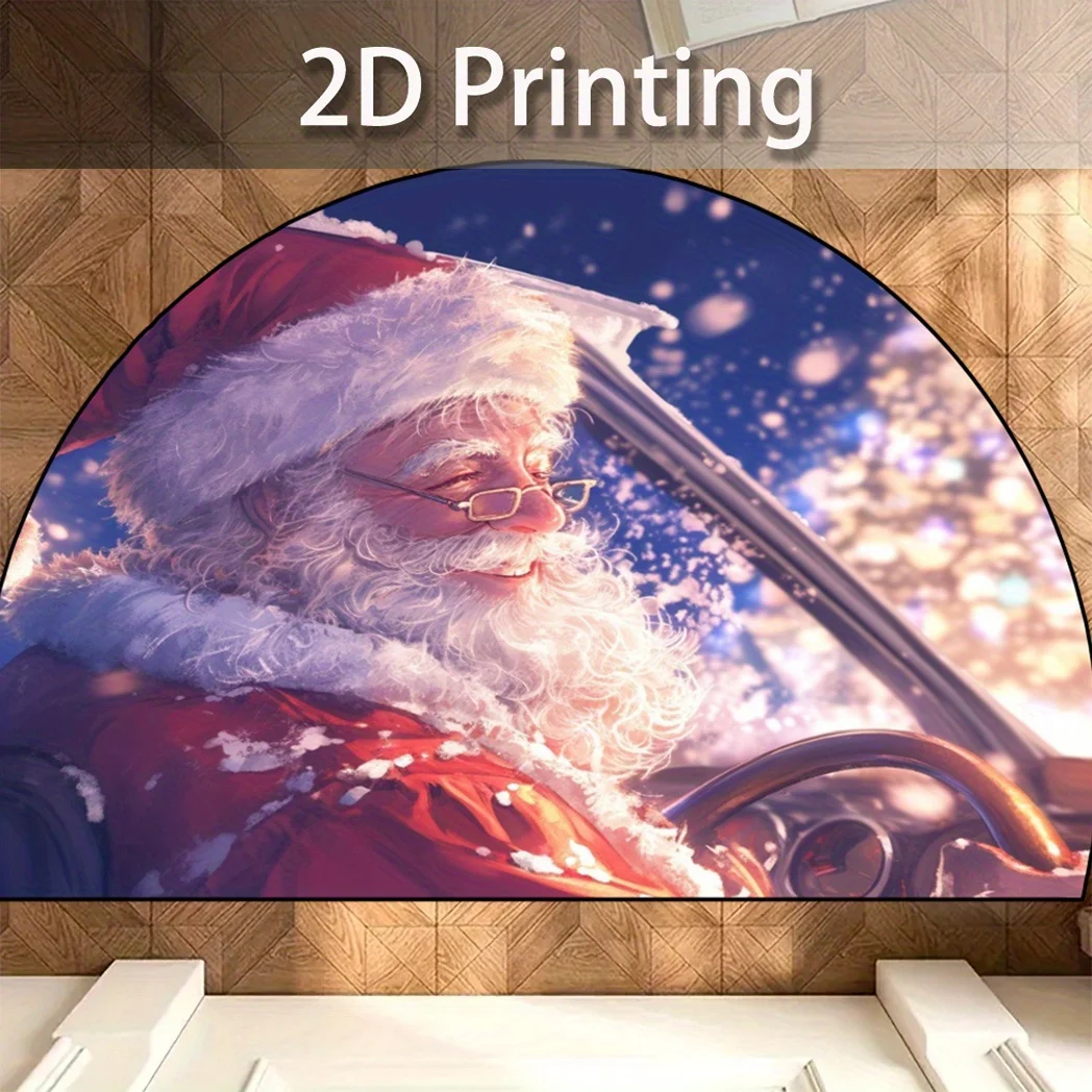 

VIKAMA Санта-Клаус ковер для вождения рождественские украшения полукруглый противоскользящий дверной коврик коврик для входной двери украшение дома