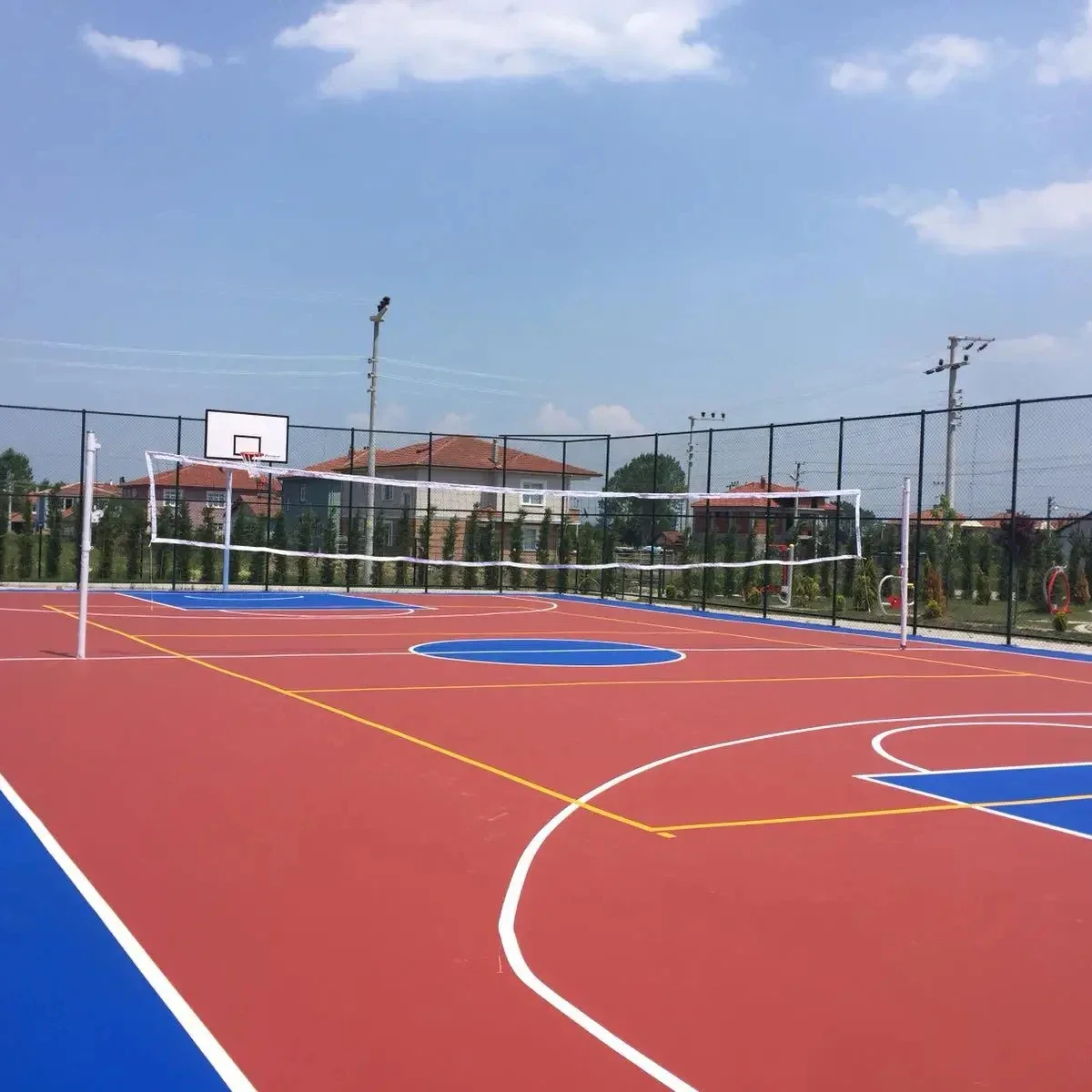 Custom Outdoor Rubber Flooring Sports Court Basketball Tennis Floor PU Sports Court