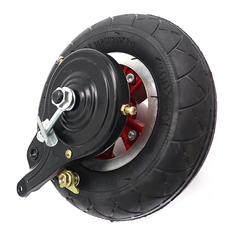 8 Inch 200x50 Electric Scooter Wheel Vehicle Pneumatic Tire Inner Tube or solid Tyre with Alloy Rim Red 4 rhizome rear pulley