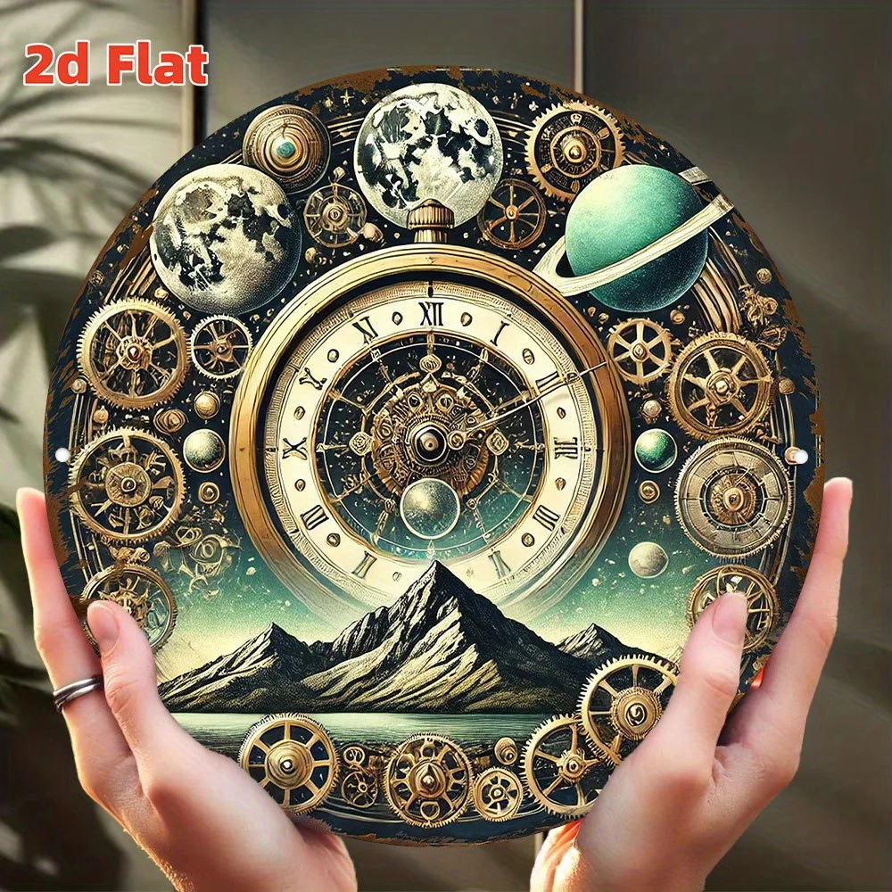 CIFbuy Vintage Steampunk Gear Aluminum Wall Art Waterproof Durable Metal Sign For Home Office Cafe