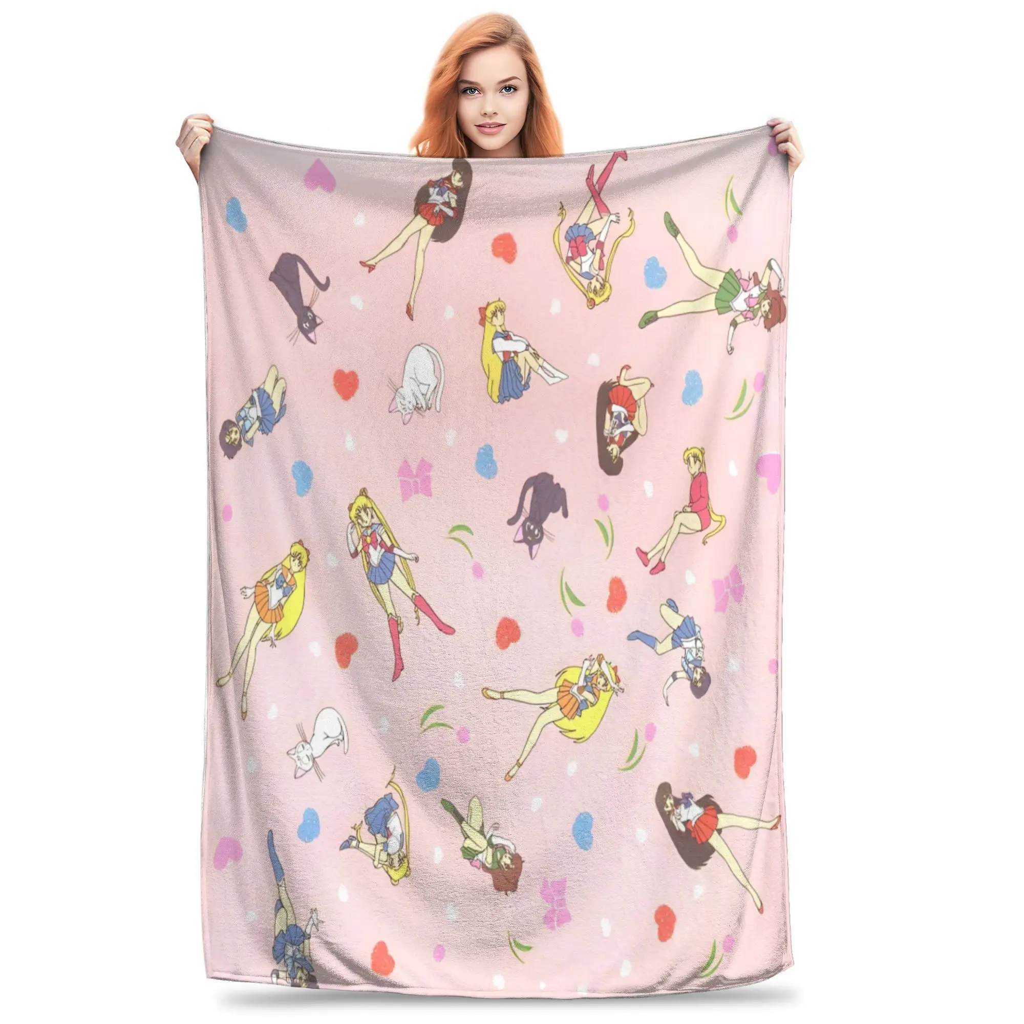 

Sailors Moons Luna girls anime Blanket Multiple Sizes Soft Fuzzy Plush Throw Blankets for Sofa Couch and Bed