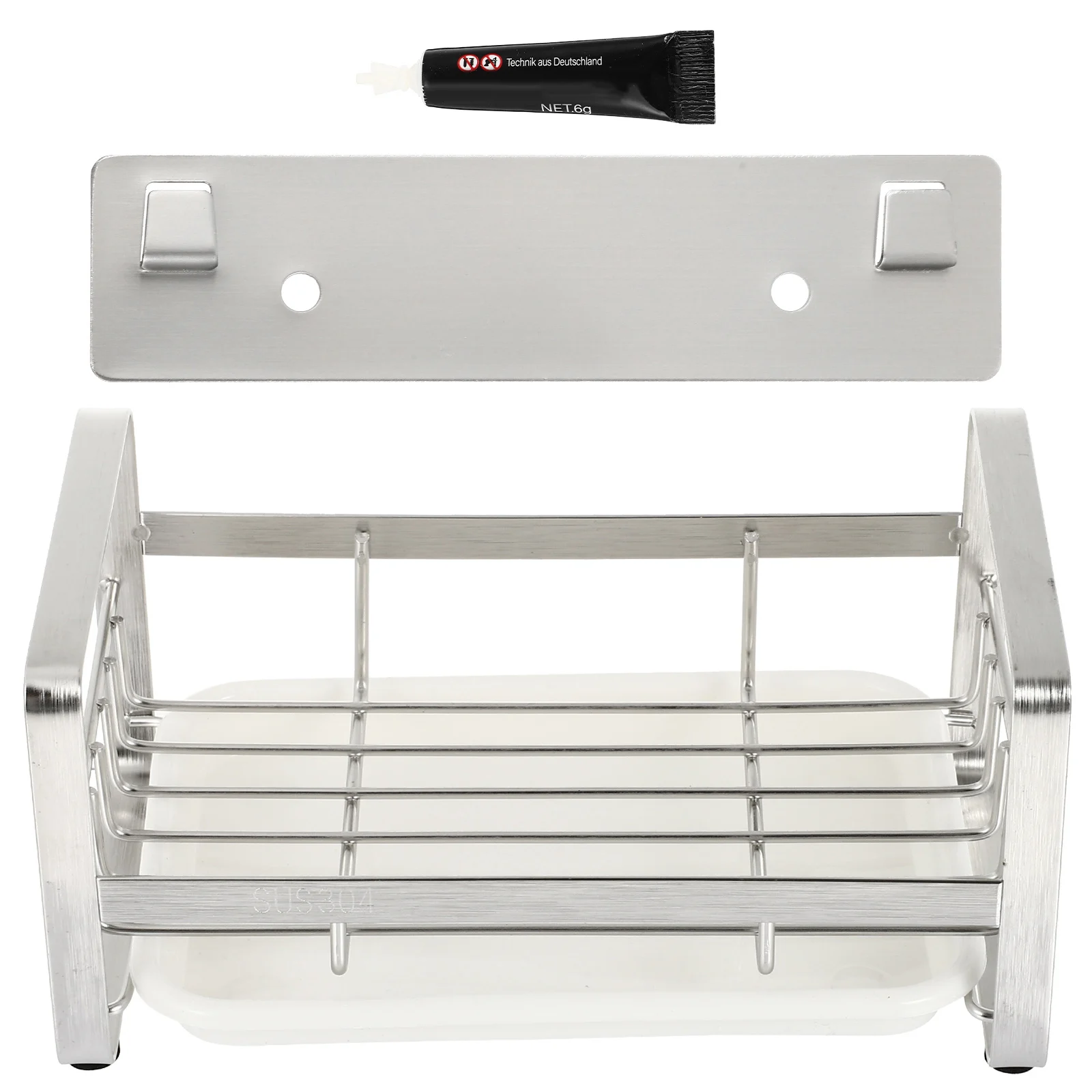 

Stainless Steel Sink Organizer Brush Holder Kitchen Storage Rack Drip Tray Fast Draining Cleaning Tools Bathroom Restaurant