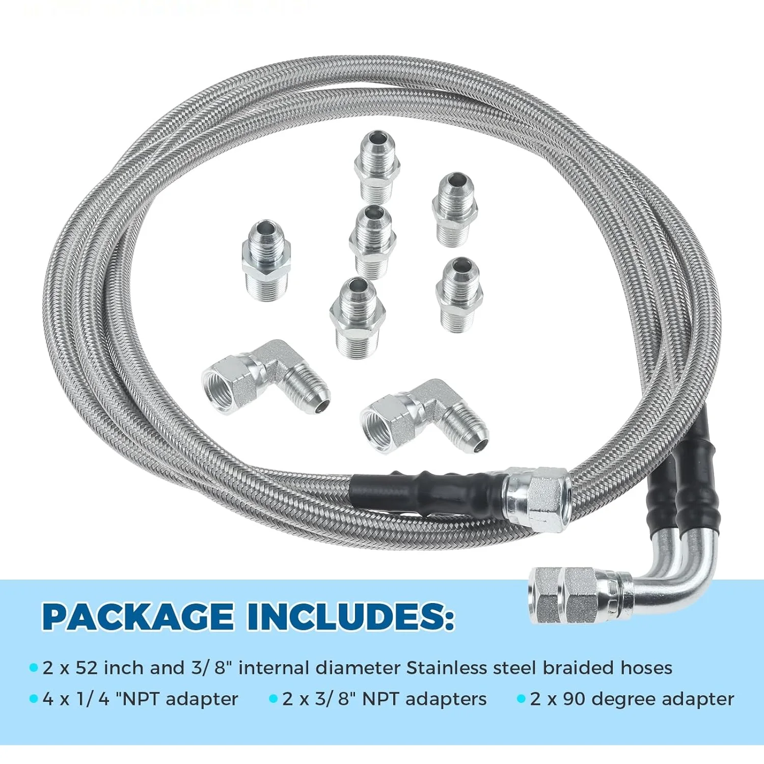 

6AN 52" Transmission Fluid Oil Cooler Hose Line Kit for GM Chevy Ford GMC Buick Cadillac Cars and Trucks for 700R4 TH400 TH350