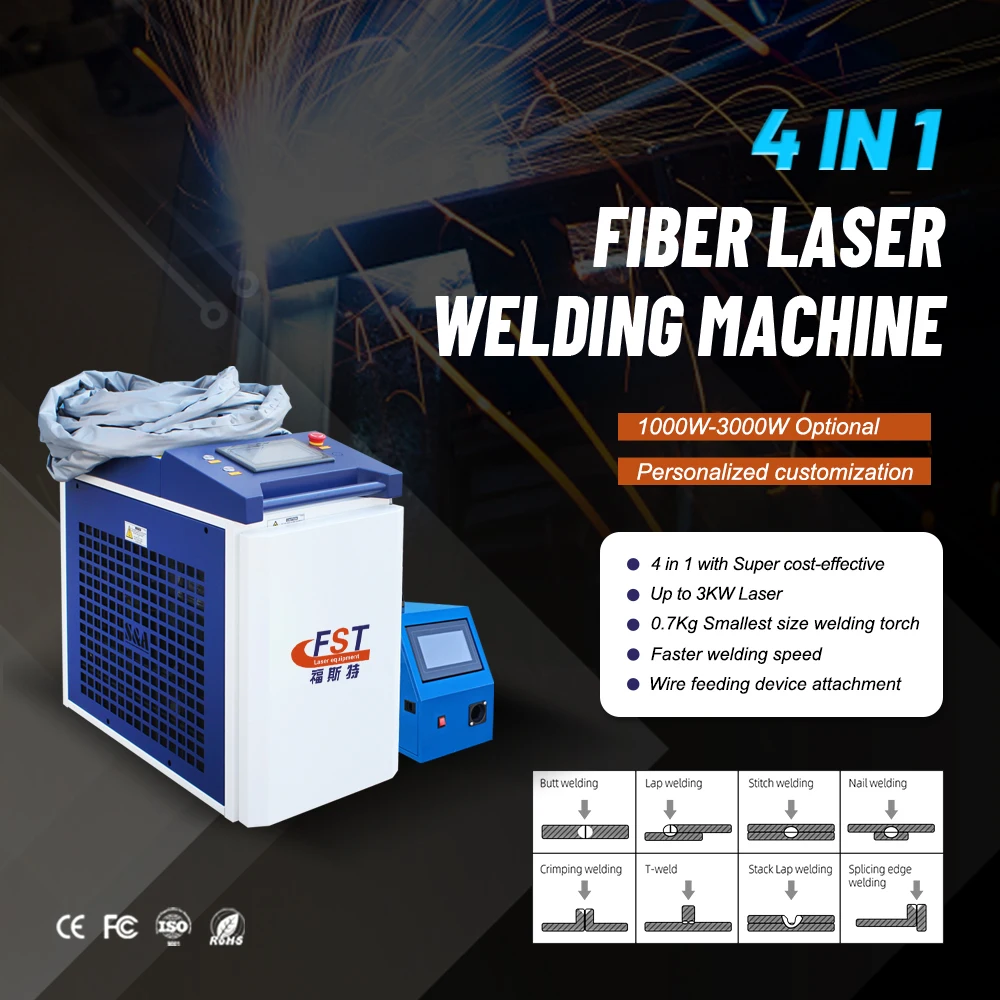 2000W 3000W 3 in 1 Handheld Fiber Laser Welding Cutting Cleaning Machine for Metal Fabrication