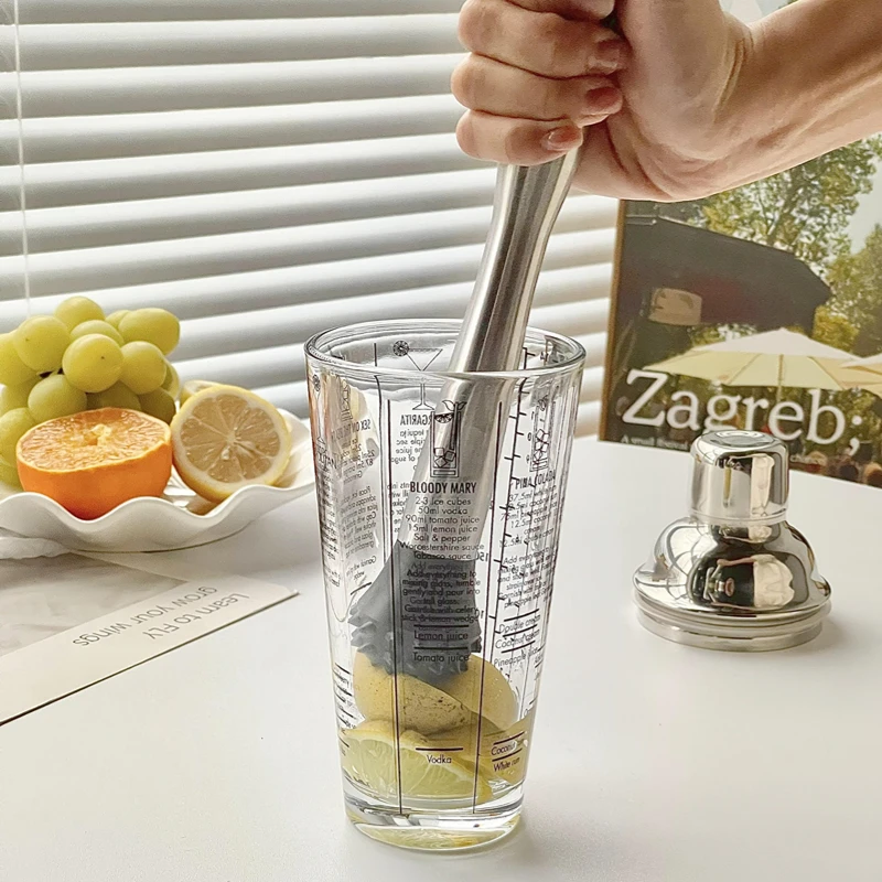 Transparent Scale Wine Cocktail Shaker Bar Shakers Mixing Fruit Juice Cup Glass Shaker Bartender Tools Bar Accessories For Bar