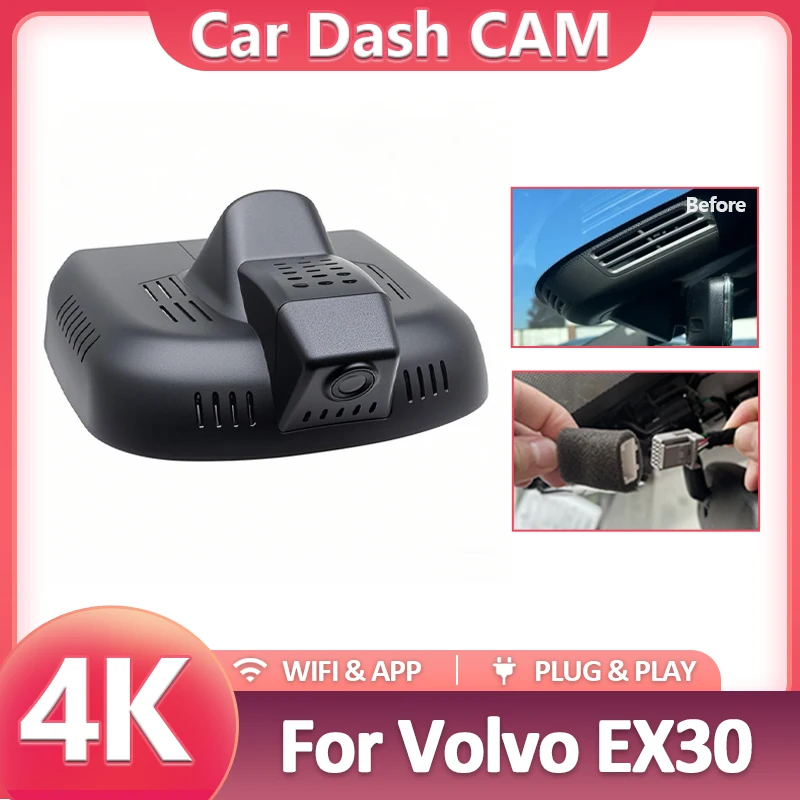 

Dash Camera 4K for Volvo EX30 2024 2025 Plug and Play Wireless WIFI Control Car Video Recorder DashCam for Volvo Night Vision