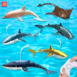 RC Shark Spray Water Electric Whale giocattolo per bambini telecomando delfino animale vasca da bagno piscina simulazione sottomarino pesce nuoto gioco