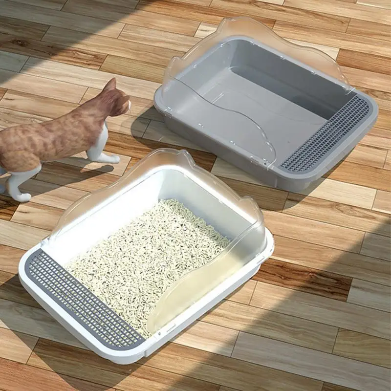 

Semi-enclosed Cat Toilet Pet Litter Box Cat Supplies Cat Poop Basin Anti-splash Large Cat Litter Box