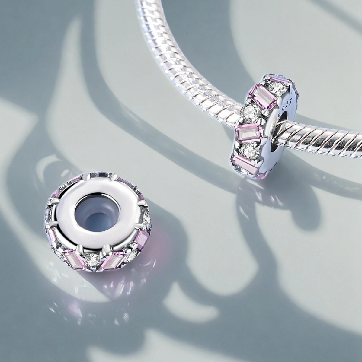 

Pink Bead 925 Sterling Silver Original Charm Fit Bracelet Diy Rubber Stopper Silicone Bead For Woman Jewelry