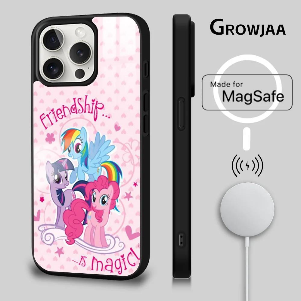 My L-Little P-Pony Cute Cartoon Phone Case For iPhone 15 14 13 12 11 Pro Max Plus Mini Mirror Magnetic Cover Magsafe iPhone Case