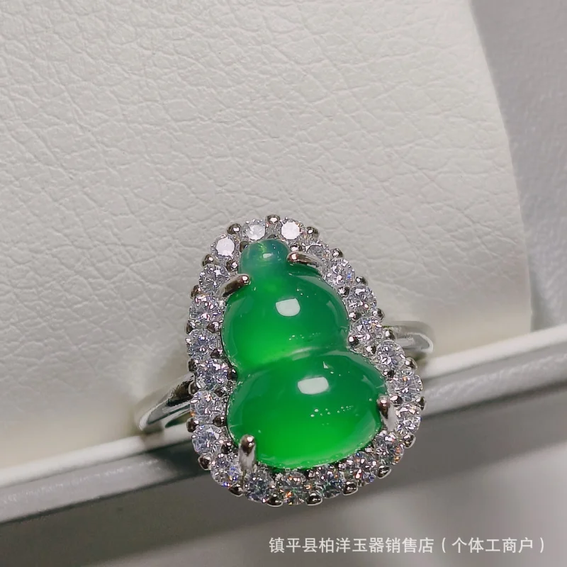 

Высокое серебро S925, инкрустированное зеленым халцедоном, тыквой, нефритовым орнаментом, открытое регулируемое кольцо