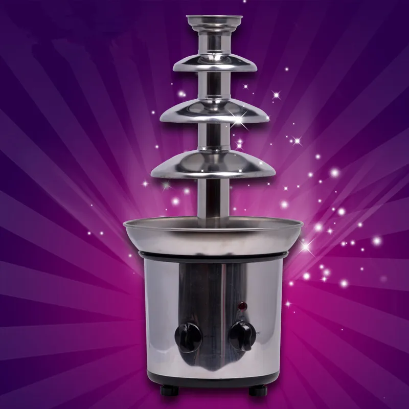 110V/220V home Stainless steel 4 layers chocolate fountain machine mini melting pot Electric party fuente de chocolates