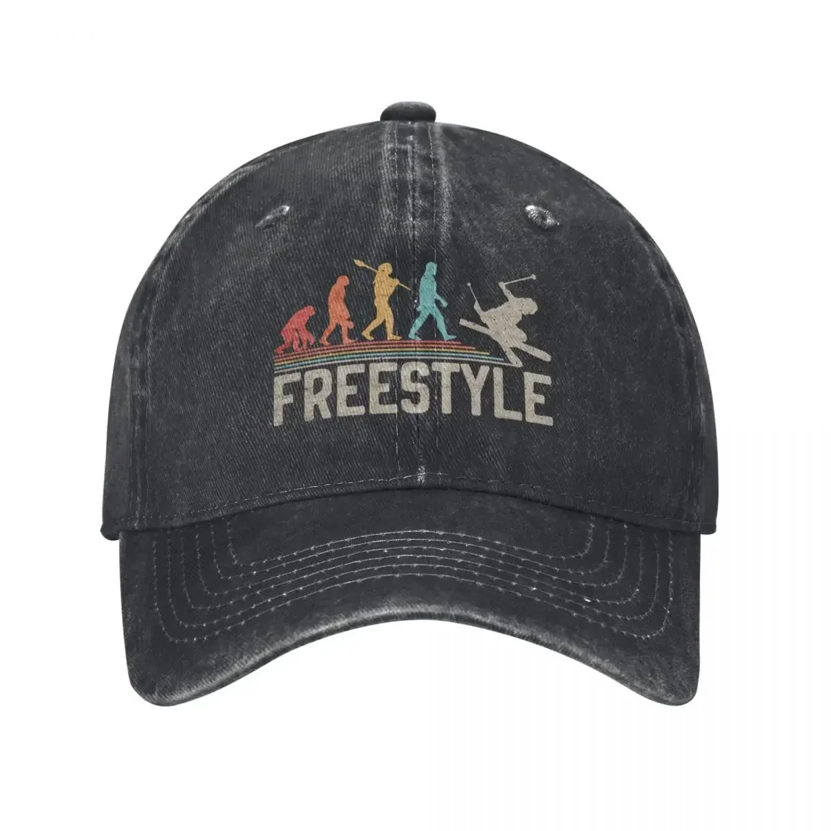 Casquette de baseball vintage « Evolution of Man » pour skieur freestyle – Idée cadeau drôle pour skieur – Mignonne – Dropshipping – Golf – Femme et Homme