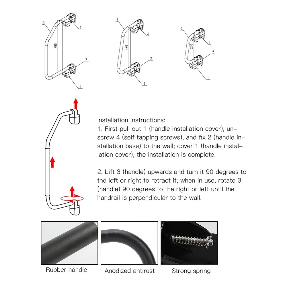 Vehicle Exit Support Folding Handle Soft Touch Handle Entry Door Grab Bar Secure Fastening Design Stylish Aesthetic Design