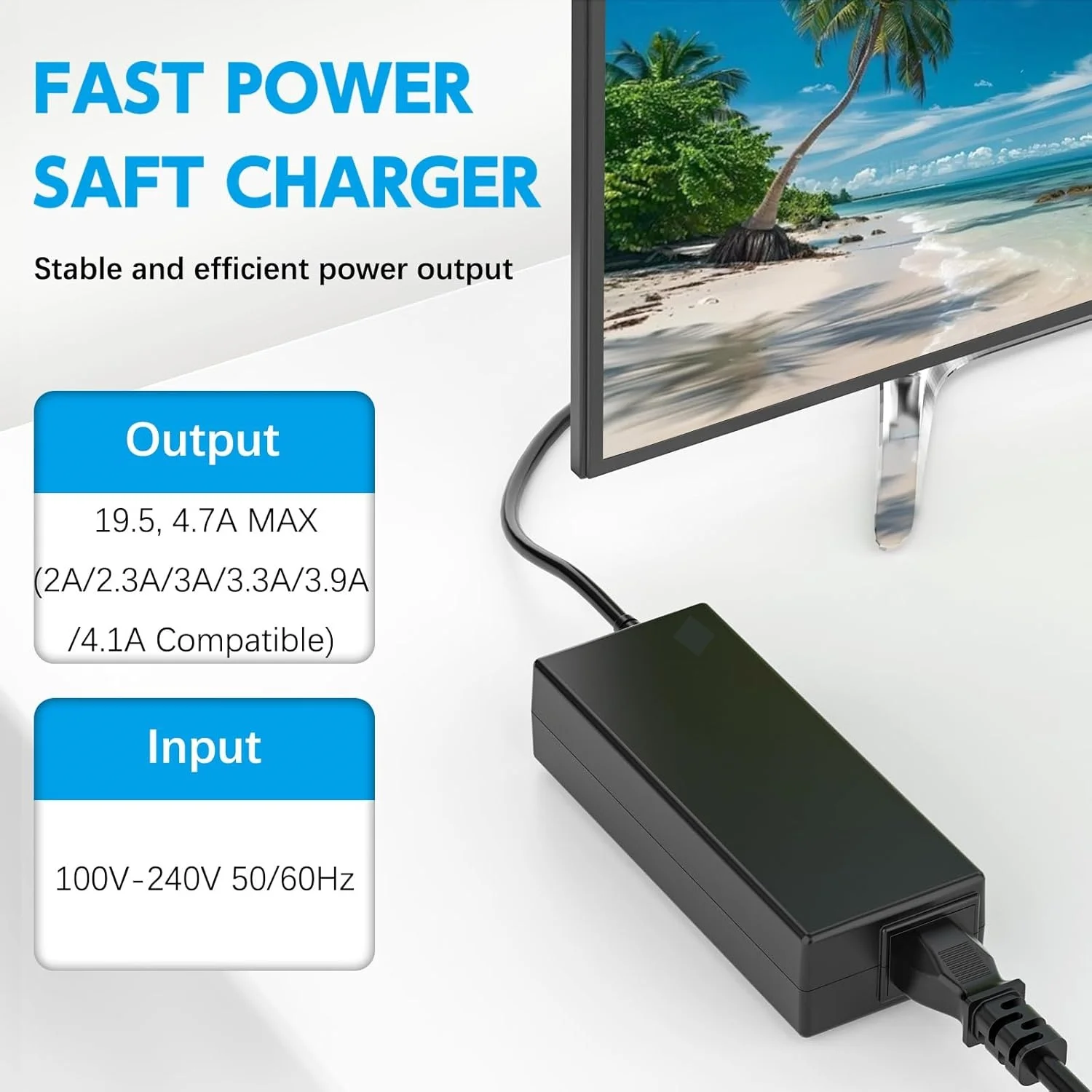 سلك محول طاقة 19.5 فولت لتلفزيون سوني برافيا KDL-40W600B، KDL-48W600B، KDL-55، KDL-32، KDL-42 شاشة تلفزيون LED LCD HD ذكية