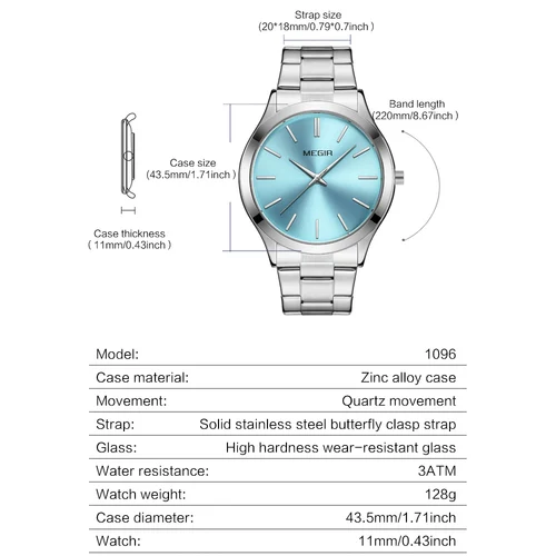 Imagen 2 del producto Relojes MEGIR de lujo para hombre, Reloj de pulsera luminoso de acero inoxidable resistente al agua para hombre, Reloj de cuarzo informal a la moda para hombre