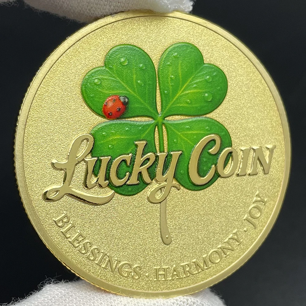 Vierblättriges Kleeblatt, Glücksmünzen, Segen, Harmonie, Freude „Du bist wertvoll jeden Freude, das Leben einzuführen hat“ Good Luck Gift Collection