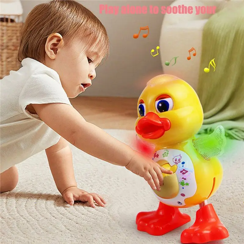 Educational Gift Electric Dancing Duck Interactive Musical Animal With Flashing Lights No Battery For Kids