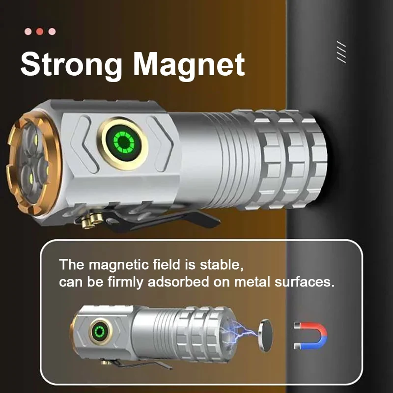 30000LM Super Powerful Spotlight Ignition Flashlight Mini Flashlight Strong Magnet Mini LED Torch for Outdoor Camping Adventure