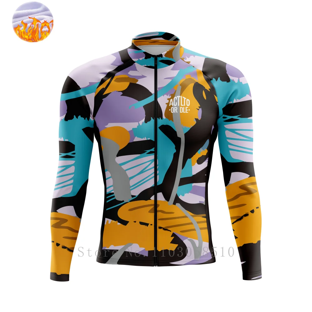 

ACTITO OR DIE Велосипедный трикотаж Slim Fit Зимняя флисовая термовелосипедная одежда с длинными рукавами Велосипедная рубашка на молнии для холодной погоды