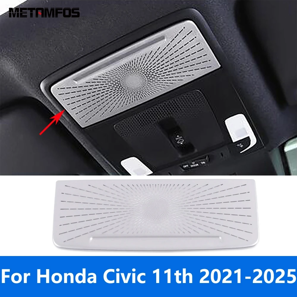 For Honda Civic 11th 2021 2022 2023 2024 2025 Stainless Steel Car Roof Reading Light Lamp Loudspeaker Cover Trim Accessories