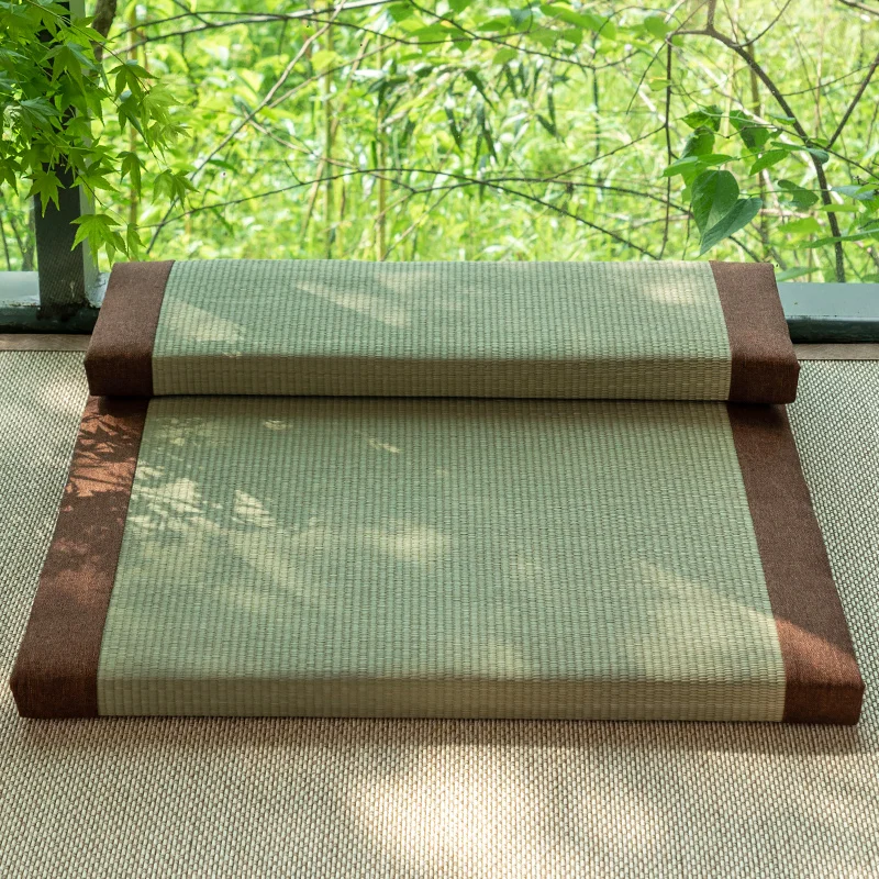 النمط الياباني غرفة الركوع وسادة اليوغا حصيرة الخيزران الطبيعي الحرير التأمل حصيرة للمنزل تنفس مريحة غرفة الشاي وسادة