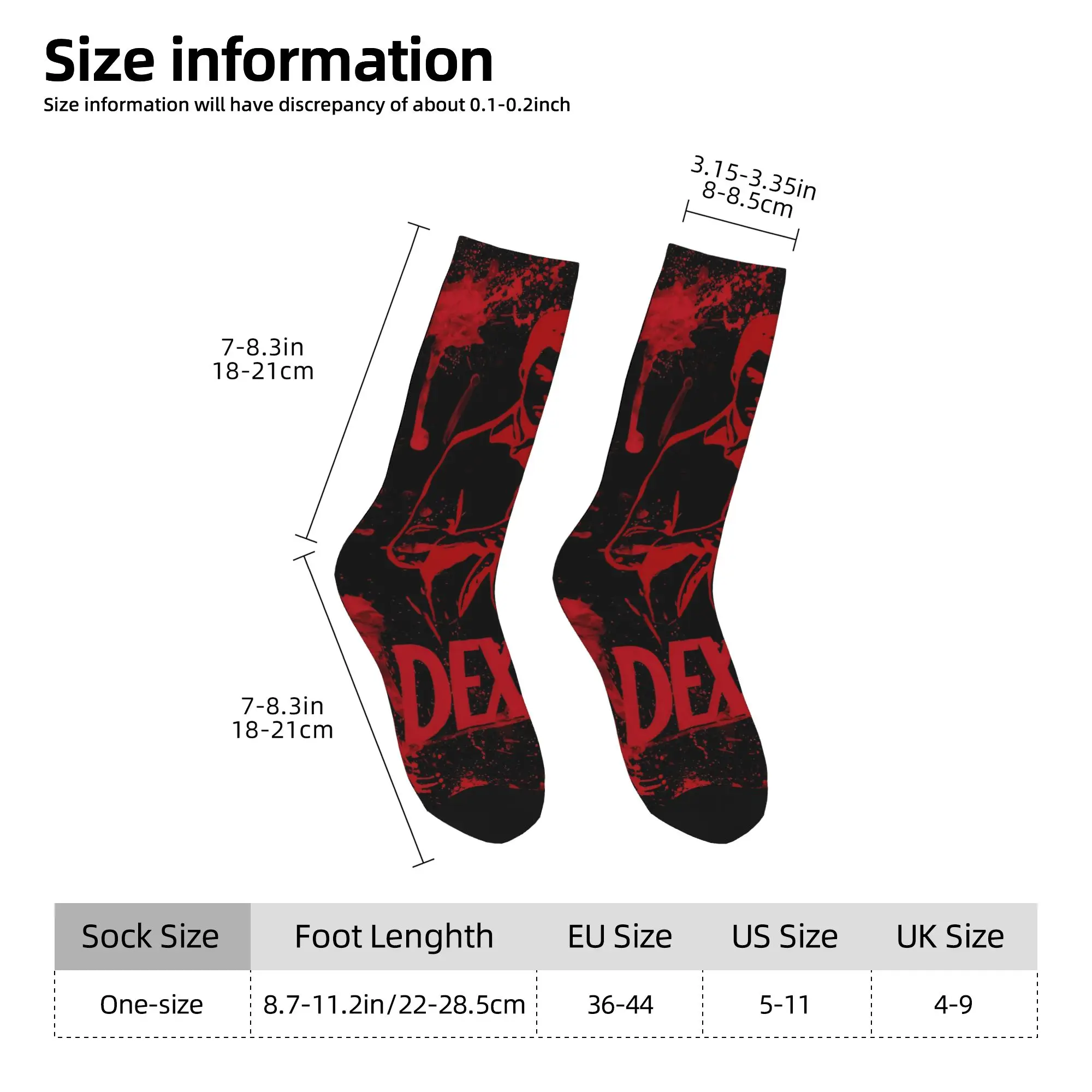 الرجال الجوارب Dexter Morgan TV الرعب جوارب المضادة للانزلاق عالية الجودة الجوارب الخريف القوطية تصميم الجري الجوارب