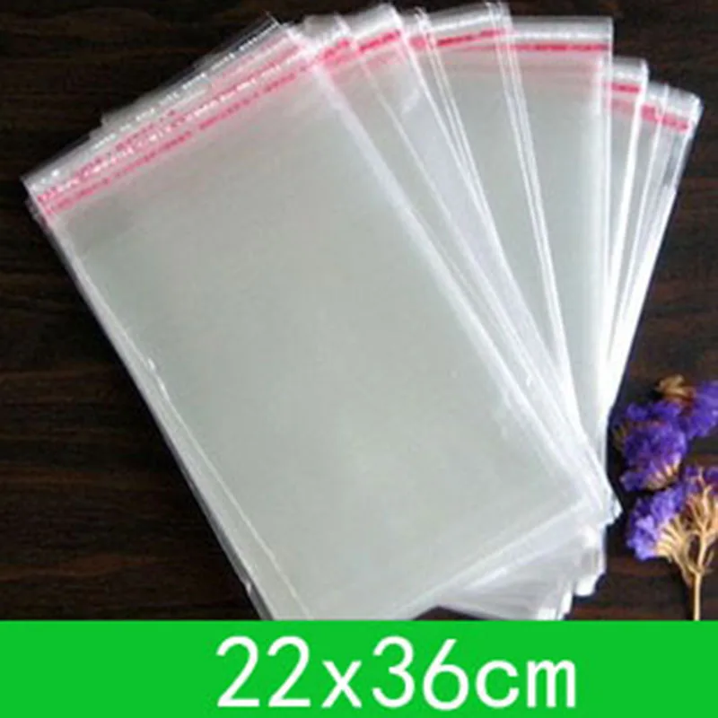 200 Pieces 22x36cm Clear Apparel Bags Self Seal Plastic Bag Wedding Party Opp Gift Adhesive Pouch for T-Shirt and Clothes