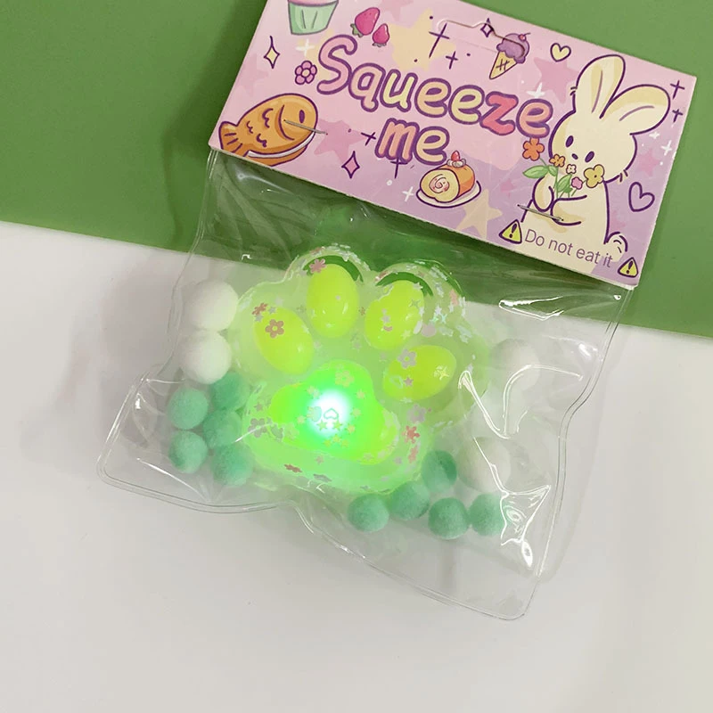 Creative Funny Luminous Cat Paw Pinch Toy Cartoon Cute TPR Soft  Depression Toy With Light Kids Adults Stress Relief Gift