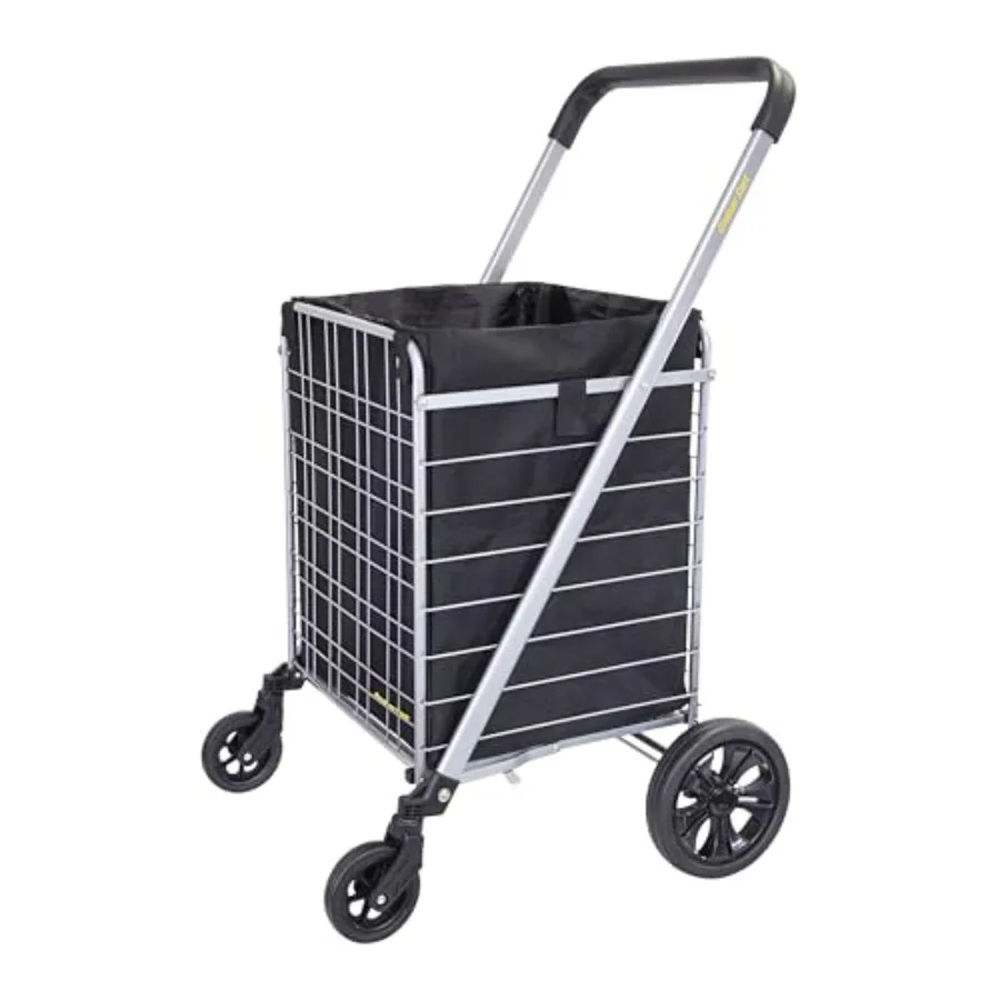

Cruiser Cart Deluxe 2 with Liner Bag Bundle for Shopping Grocery Rolling Folding Laundry Basket on Wheels Foldable Utility Trol