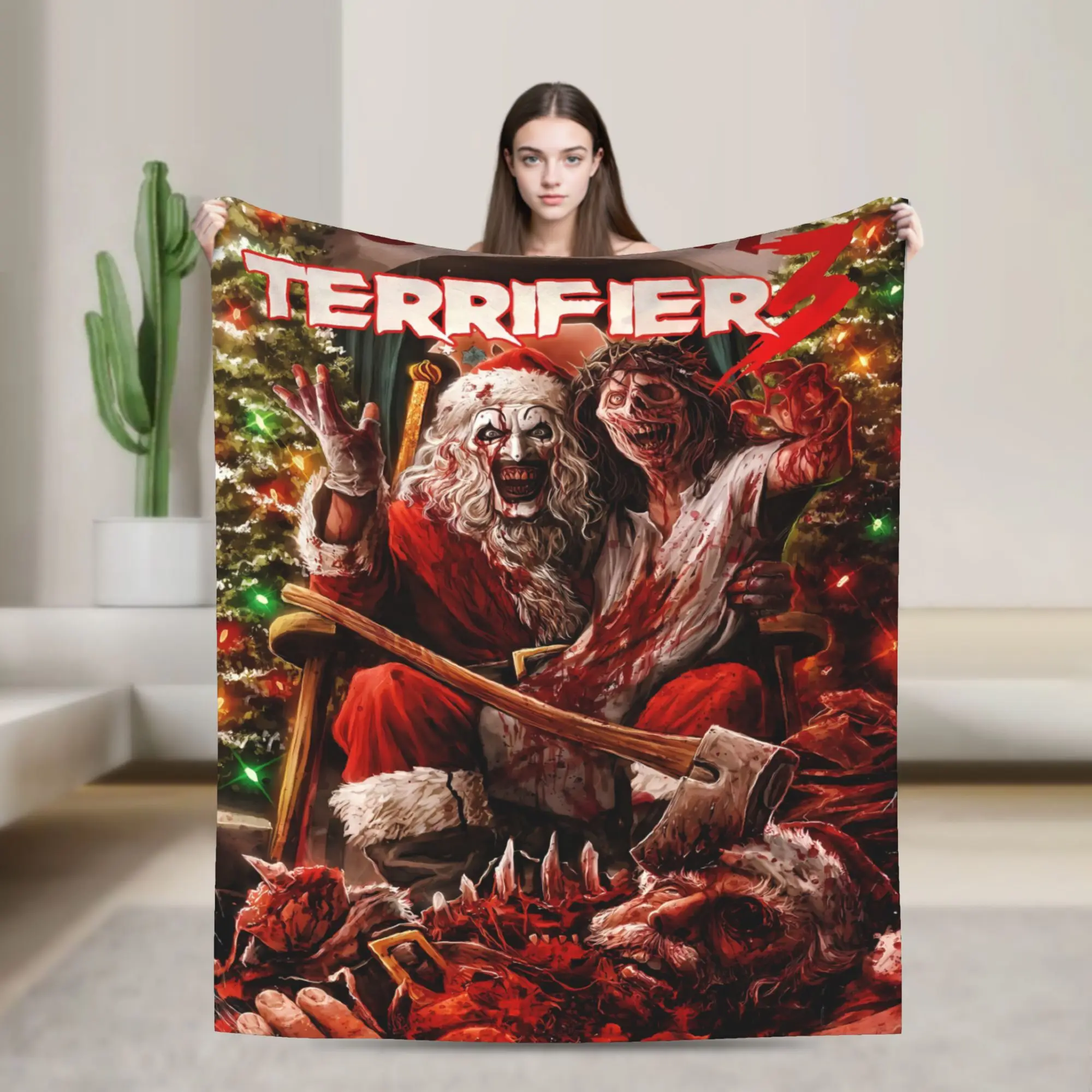 Terrifier Movie Blankets Quality Super Soft  Throw Blanket Winter Kids Living Room Print Bedspread