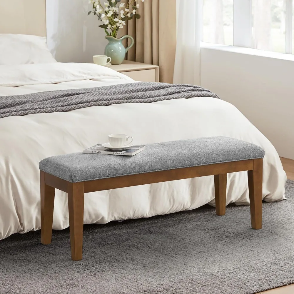 

Upholstered Entryway Bench, Bedroom Bench with Solid Wooden Legs, End of Bed Bench with Padded Seat for Living